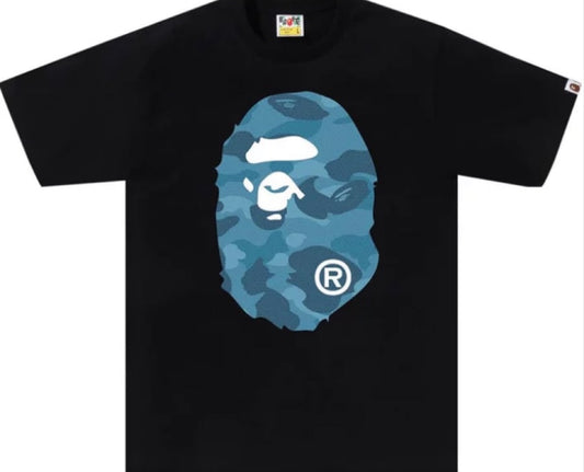 BAPE honeycomb Big ape Tee- Blue/Black