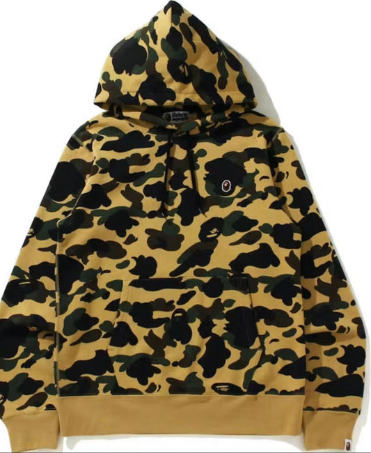 BAPE 1st Camo One Point Pullover Hoodie Yellow