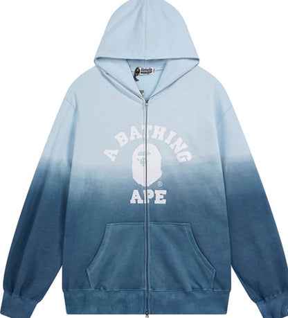 BAPE College Gradation Relaxed Fit Full Zip Hoodie Blue