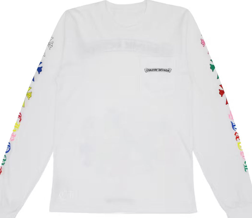 CHROME HEARTS MULTI COLOUR CROSS L/S TEE WHITE