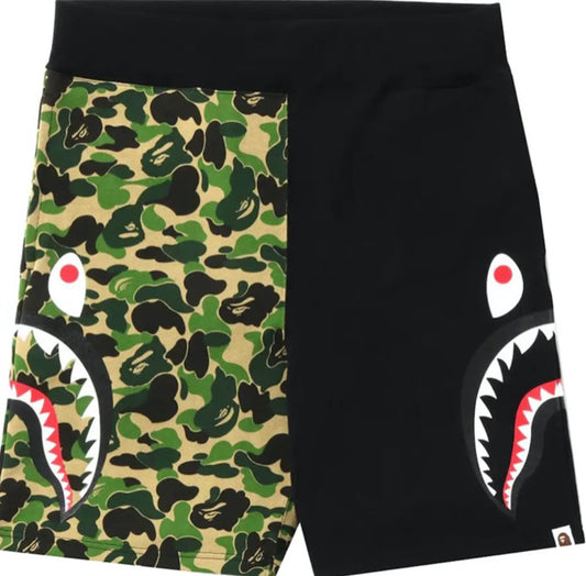 BAPE ABC Camo Side Shark Sweat Shorts Green