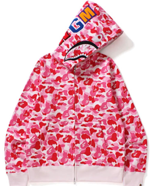 BAPE ABC Camo Shark Full Zip Hoodie Pink