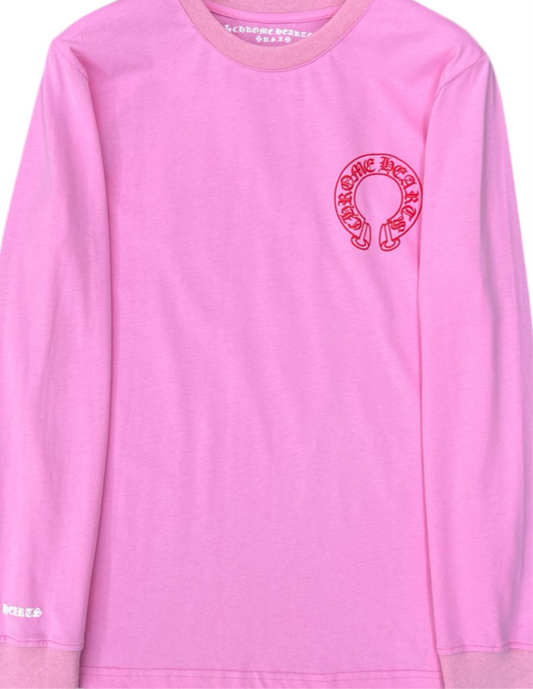 CHROME HEART Pink L/S Red Horseshoe