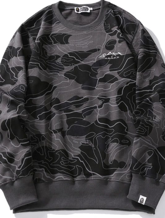 LAYERED LINE CAMO CREWNECK BAPE BLACK