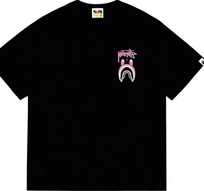 BAPE X STUSSY TEE BLACK PINK