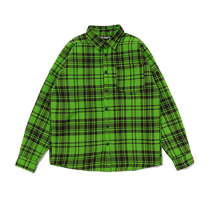 Flannel Logo Overshirt in Green & White
PALM ANGELS