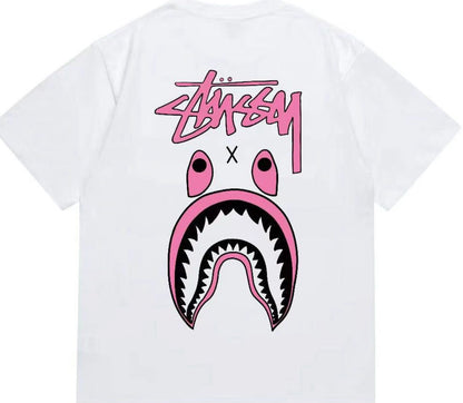 BAPE X STUSSY TEE WHITE PINK