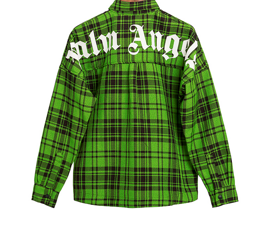 Flannel Logo Overshirt in Green & White
PALM ANGELS