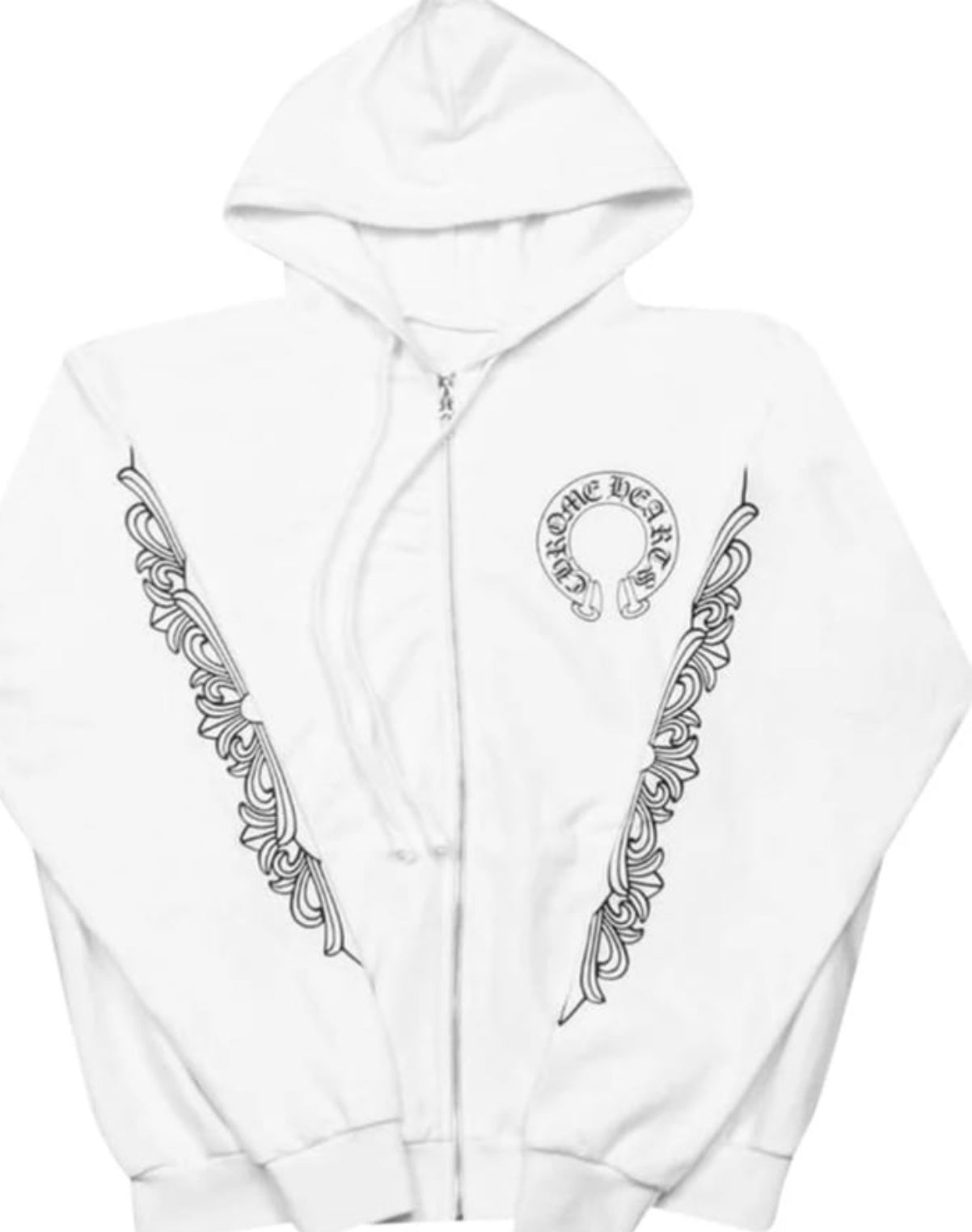 Chrome Hearts Floral Cross Zip Hoodie 'White'