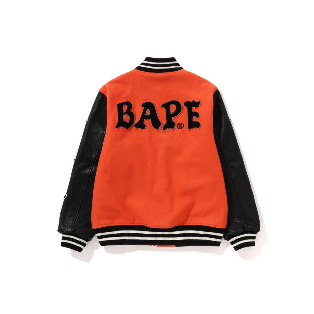 BAPE A Bathing Ape Relaxed Fit Varsity Jacket
Orange