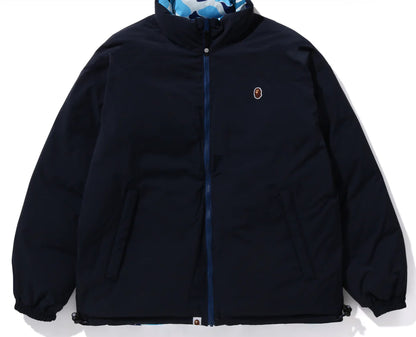 ABC CAMO REVERSIBLE DOWN JACKET RELAXED FIT BLUE PUFF COAT