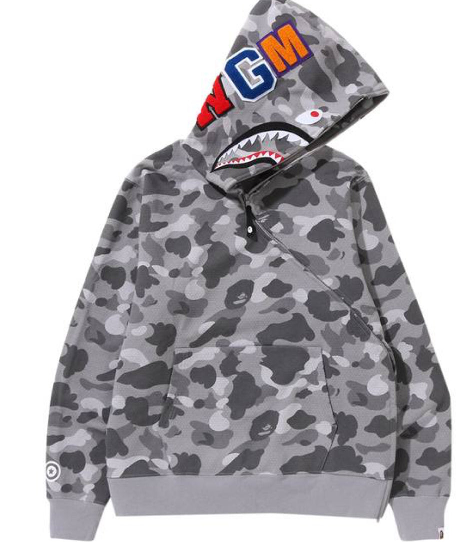 Bape HoneyComb Camo Shark Zip Grey