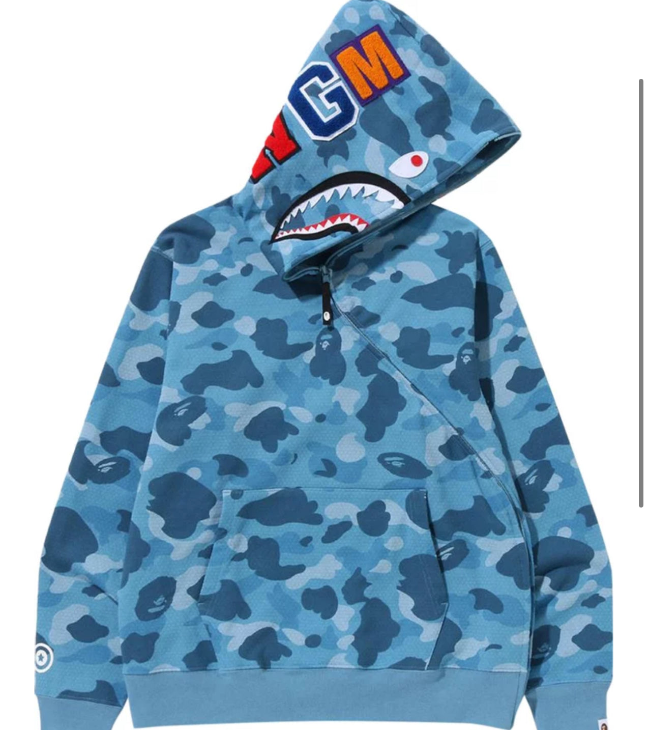 BAPE Honeycomb Camo Shark Full Zip Hoodie 'Blue'