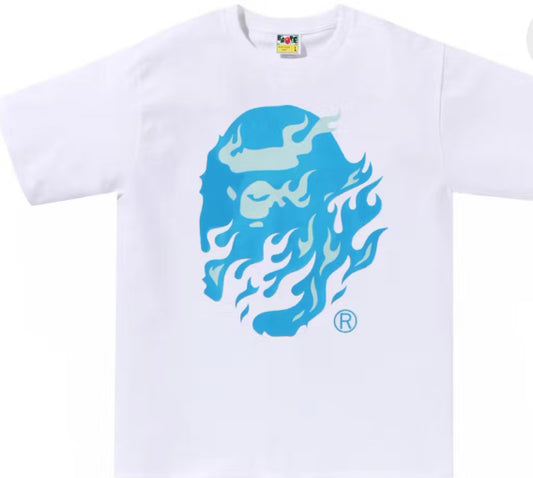 BAPE Flame Ape Head Tee
White/Blue