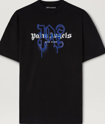 PALM ANGELS MONOGRAM SPRAY CITY T-SHIRT PARIS Black Blue